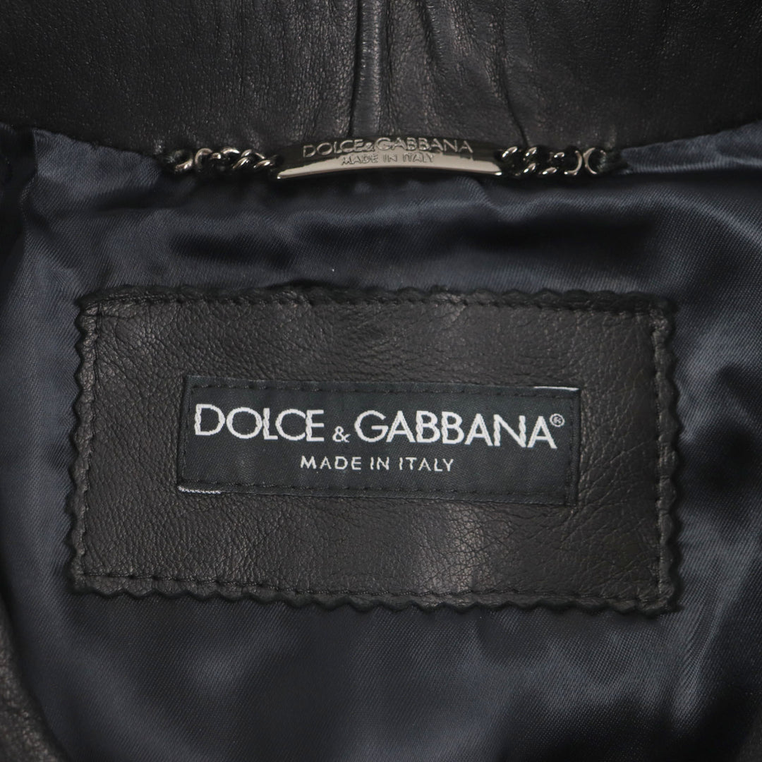 Great DOLCE&GABBANA Leather jacket Black Tag Multi-Pocket Zip-Up Blouson 44