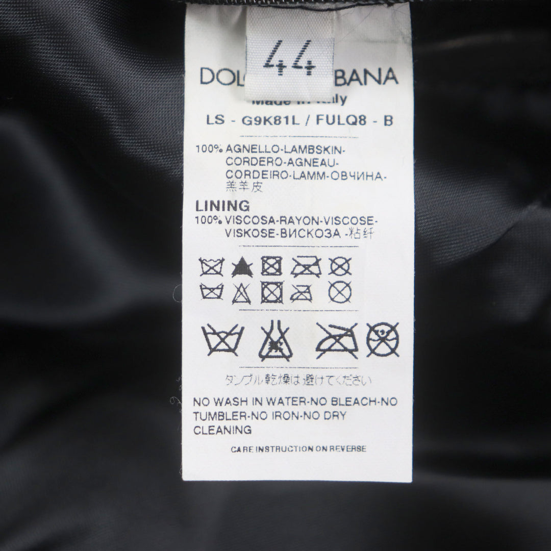 Great DOLCE&GABBANA Leather jacket Black Tag Multi-Pocket Zip-Up Blouson 44