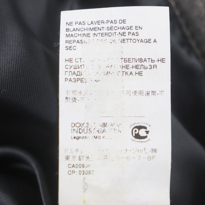 Great DOLCE&GABBANA Leather jacket Black Tag Multi-Pocket Zip-Up Blouson 44