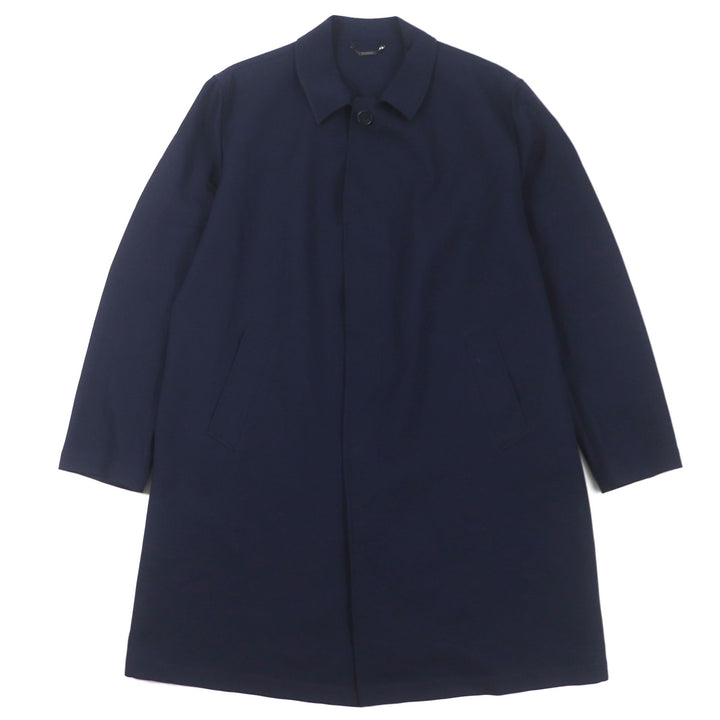 Excellent VERSACE coat Hidden placket Logo buttons Lightweight Navy wool mens 54