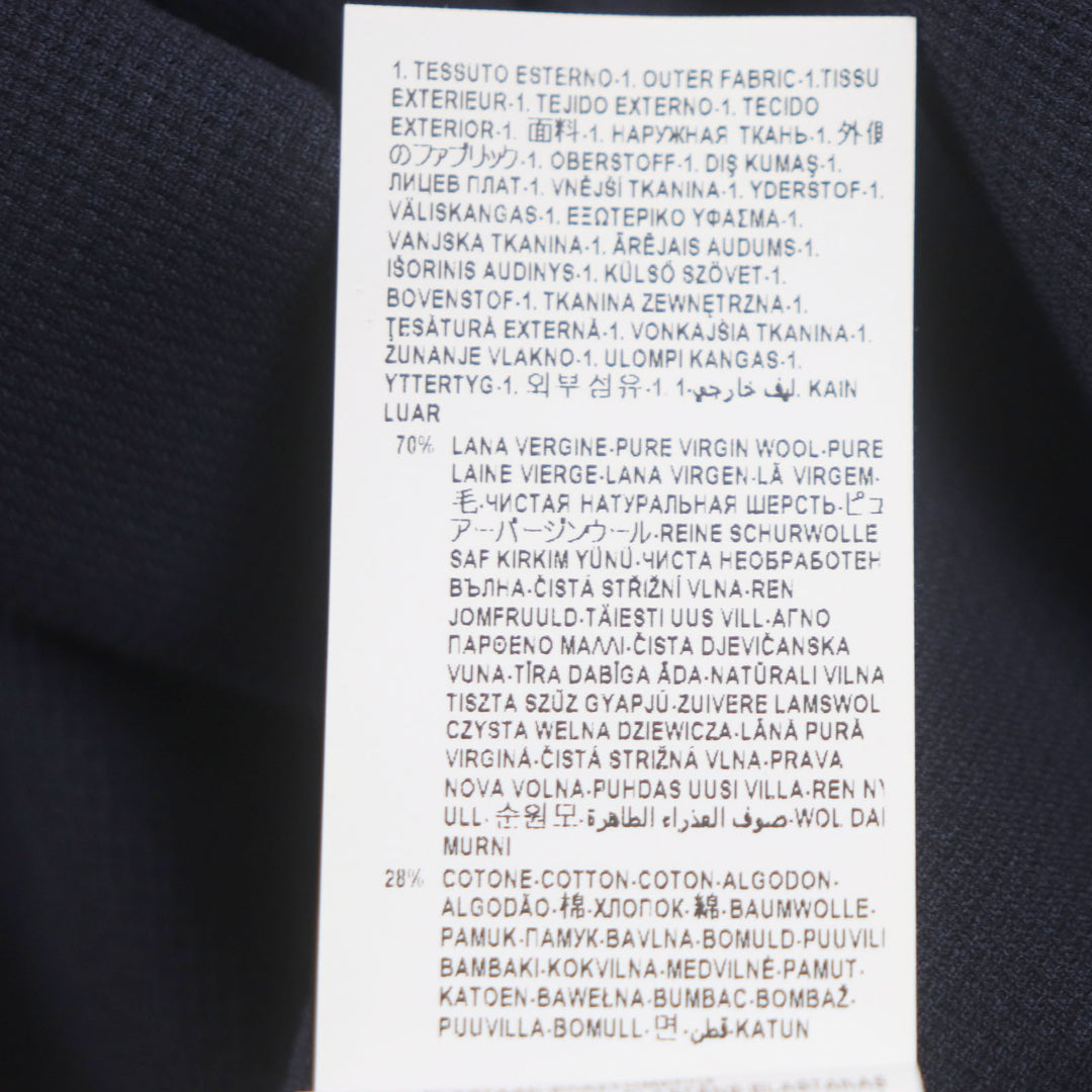 Excellent VERSACE coat Hidden placket Logo buttons Lightweight Navy wool mens 54