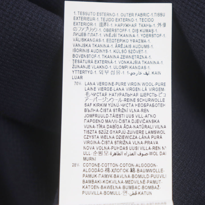 Excellent VERSACE coat Hidden placket Logo buttons Lightweight Navy wool mens 54