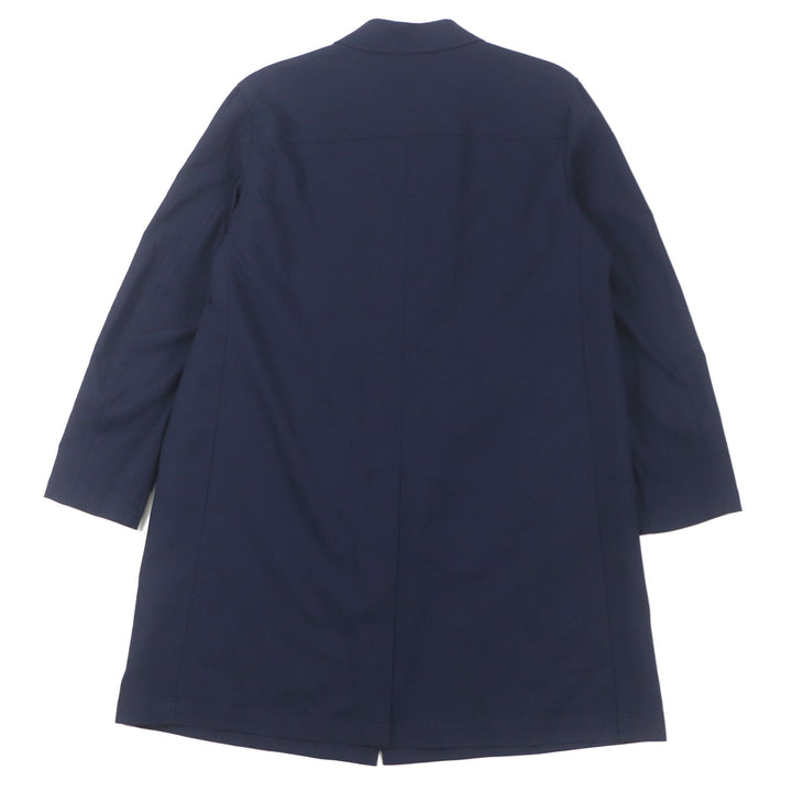 Excellent VERSACE coat Hidden placket Logo buttons Lightweight Navy wool mens 54
