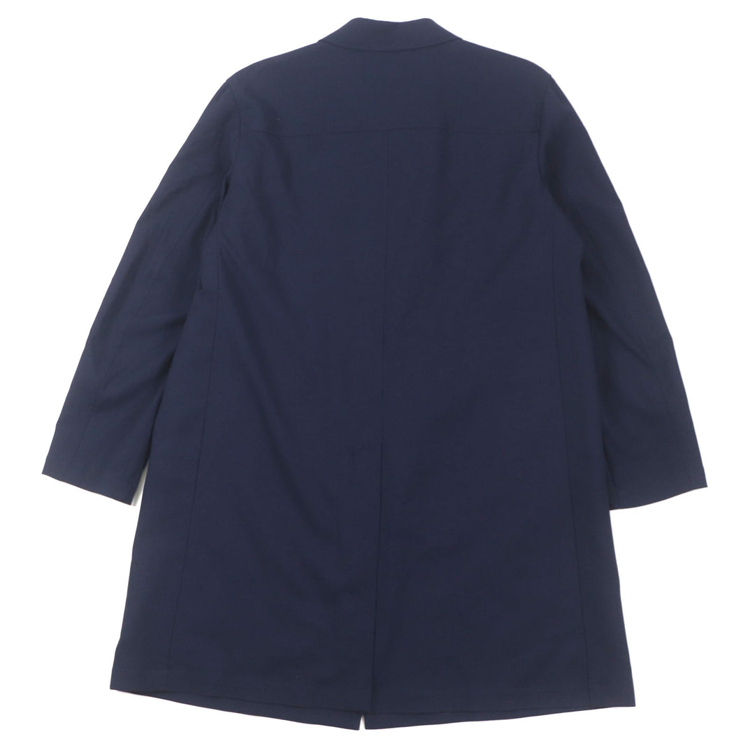 Excellent VERSACE coat Hidden placket Logo buttons Lightweight Navy wool mens 54