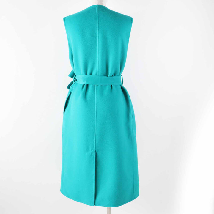 Pristine HERMES Best Serie Button Belt Wrap Long Gilet green cashmere Women 34
