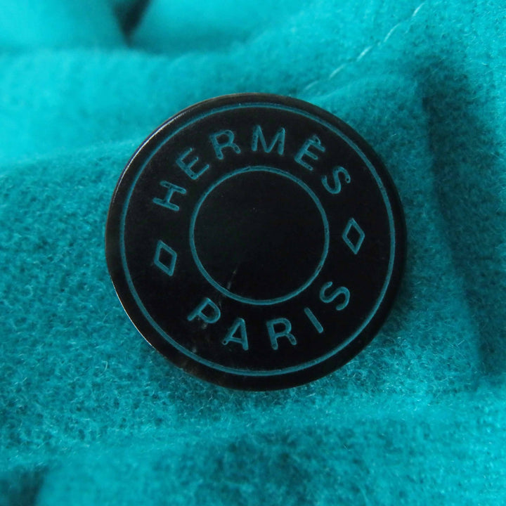 Pristine HERMES Best Serie Button Belt Wrap Long Gilet green cashmere Women 34