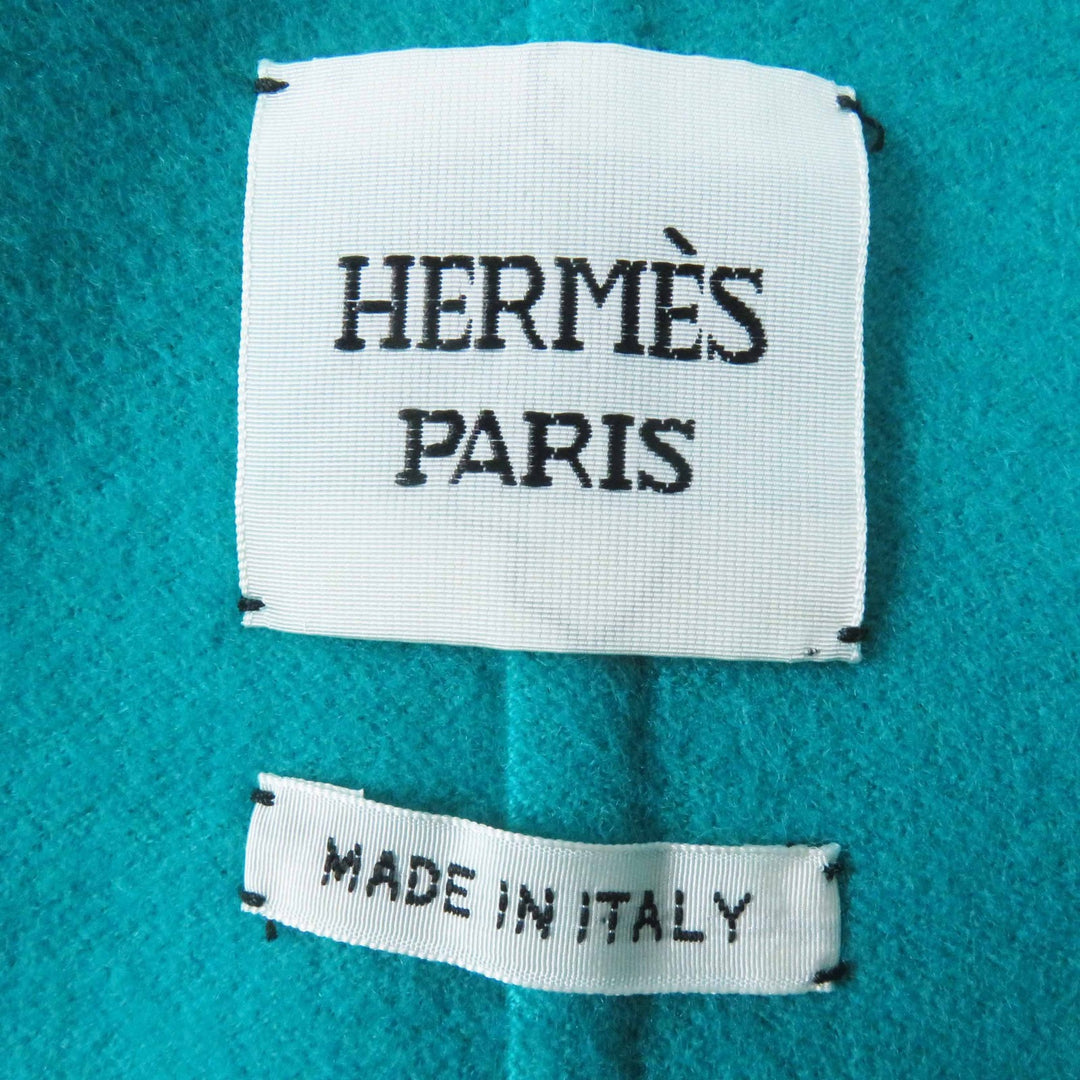 Pristine HERMES Best Serie Button Belt Wrap Long Gilet green cashmere Women 34