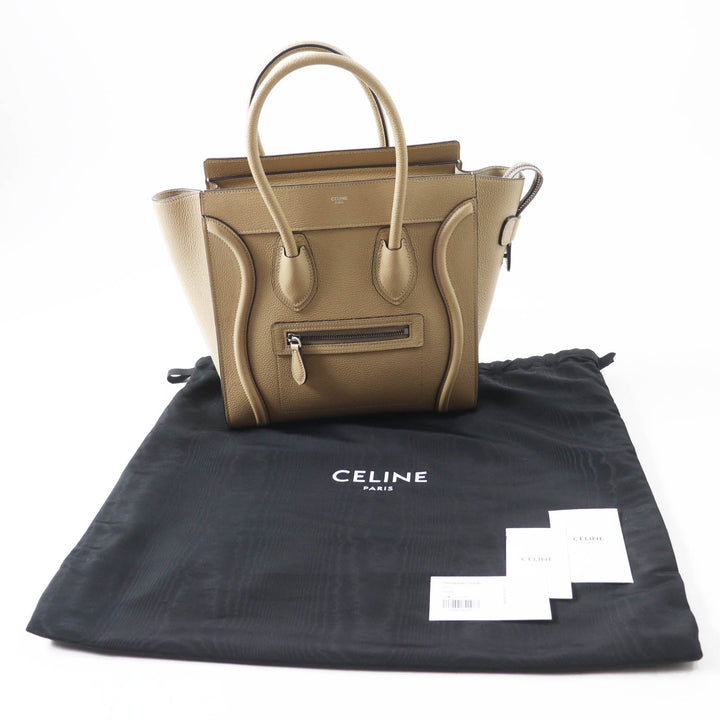 Excellent CELINE Handbag Luggage micro shopper Drummed calfskin Women 18979