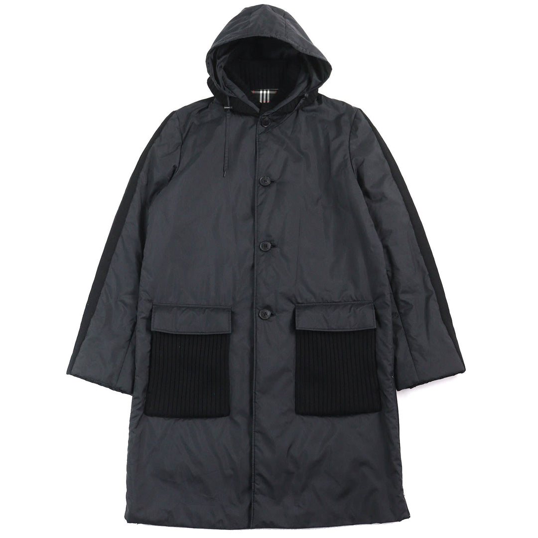 Great BURBERRY BLACK LABEL coat Checkered Pattern Knit Lining, Padded, Hooded