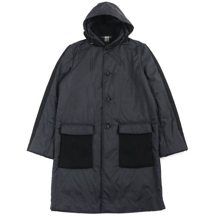 Great BURBERRY BLACK LABEL coat Checkered Pattern Knit Lining, Padded, Hooded