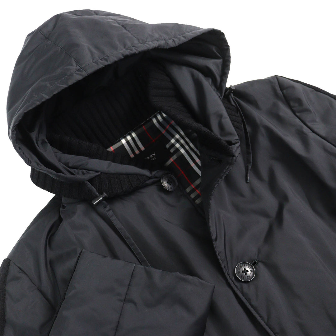 Great BURBERRY BLACK LABEL coat Checkered Pattern Knit Lining, Padded, Hooded