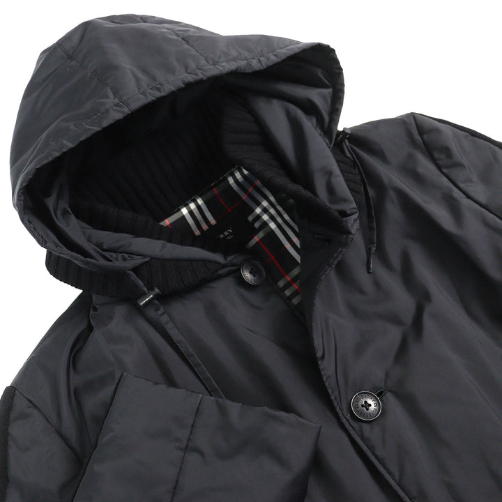 Great BURBERRY BLACK LABEL coat Checkered Pattern Knit Lining, Padded, Hooded