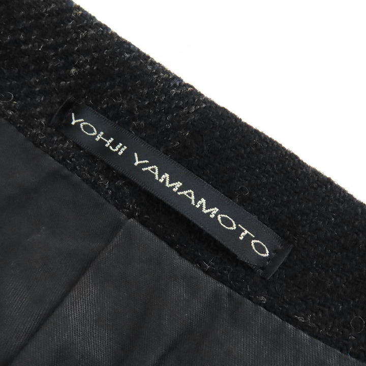 Great Y’s for men tailored jacket Leather trimmed check pattern tweed Black series polyester mens 3 MO-J12-105