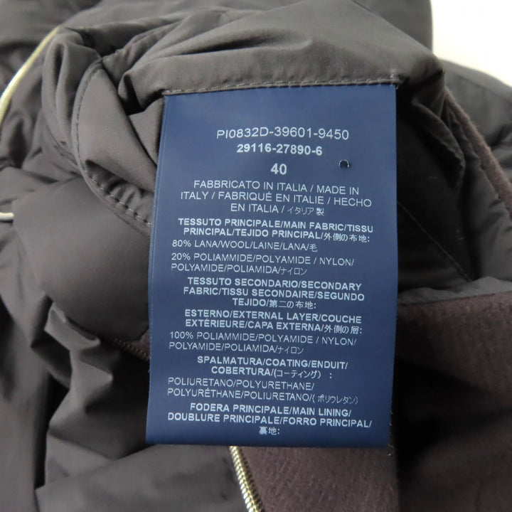 Excellent Herno down coat Stand collar Logo ZIP Wool switching gray wool Women 40 PI0832D