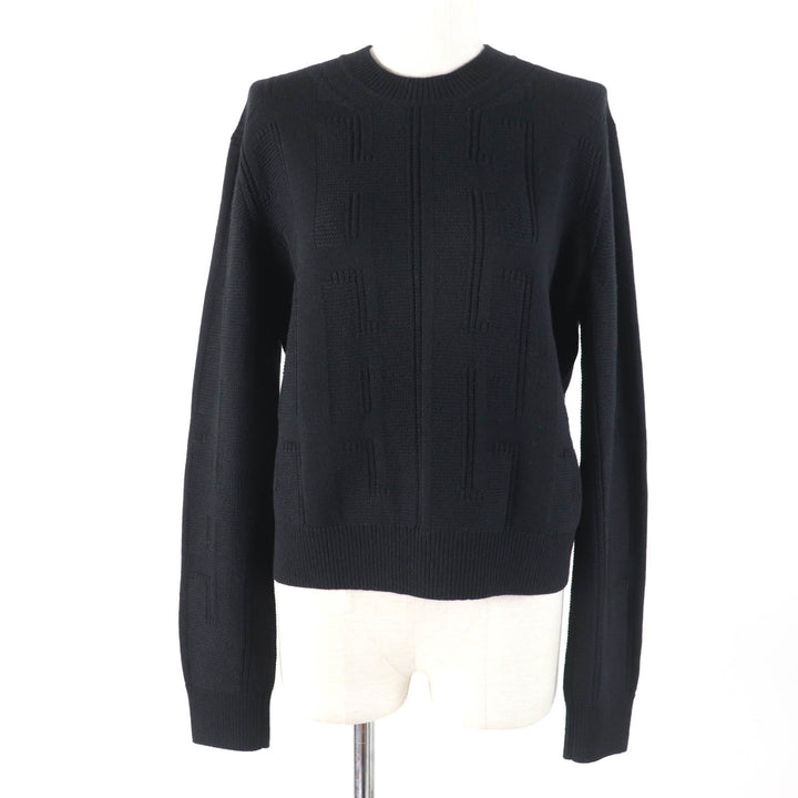 Great HERMES knit H motif long sleeve black wool Women 38
