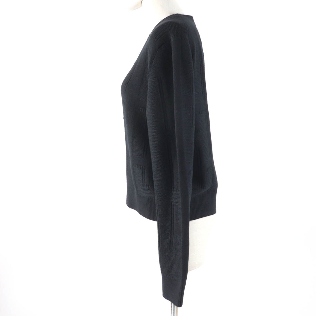 Great HERMES knit H motif long sleeve black wool Women 38