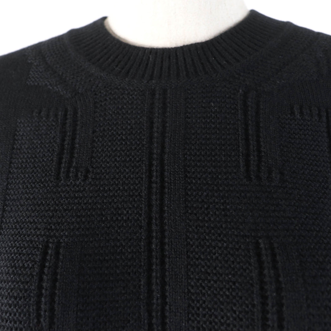 Great HERMES knit H motif long sleeve black wool Women 38