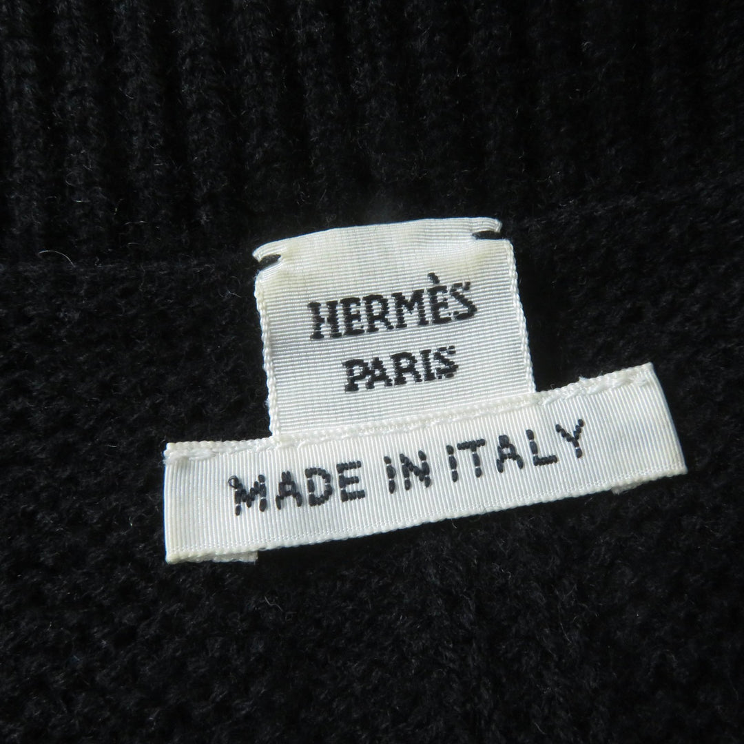 Great HERMES knit H motif long sleeve black wool Women 38