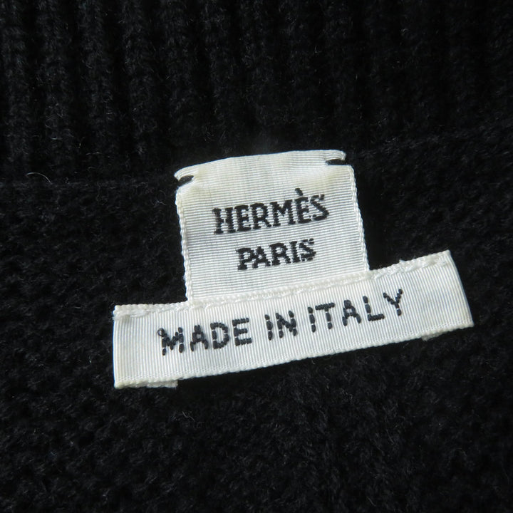 Great HERMES knit H motif long sleeve black wool Women 38