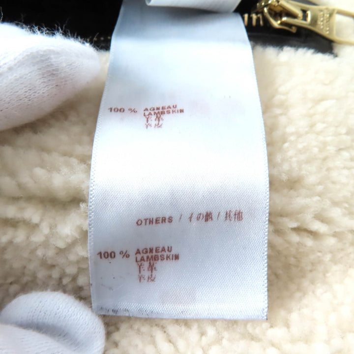 LOUIS VUITTON Mouton coat No collar Black White Sheep leather Women 36