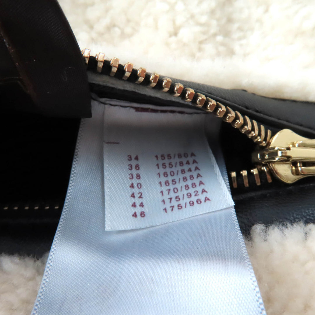 LOUIS VUITTON Mouton coat No collar Black White Sheep leather Women 36