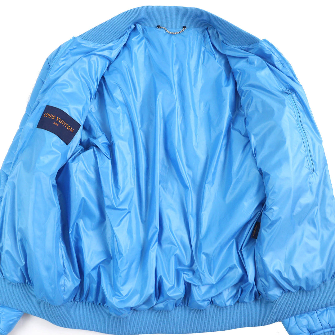 LOUIS VUITTON Blouson Monogram Flower Quilted Jacket blue polyester 48 HLB51E