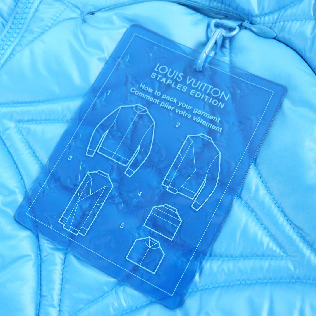 LOUIS VUITTON Blouson Monogram Flower Quilted Jacket blue polyester 48 HLB51E