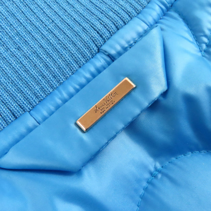 LOUIS VUITTON Blouson Monogram Flower Quilted Jacket blue polyester 48 HLB51E