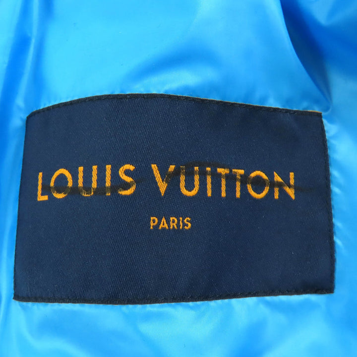 LOUIS VUITTON Blouson Monogram Flower Quilted Jacket blue polyester 48 HLB51E