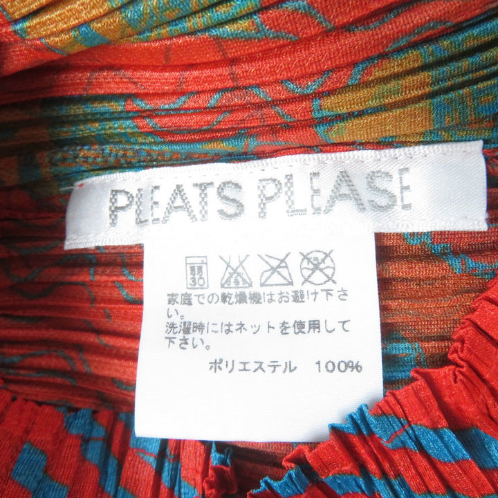 Excellent PLEATS PLEASE T-shirt Animal Pattern 3/4 Sleeves Orange series Women 3