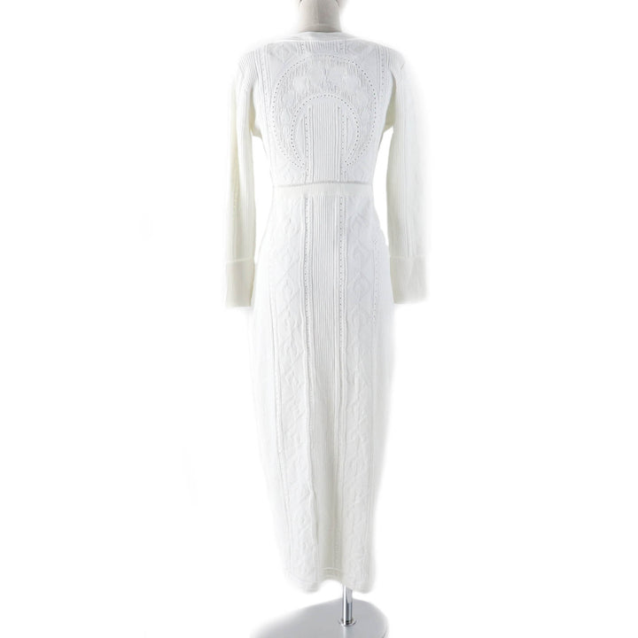 Pristine Marine Serre WHITE LINE one piece Shell button V-neck long sleeve super long length knit white Rayon Women S