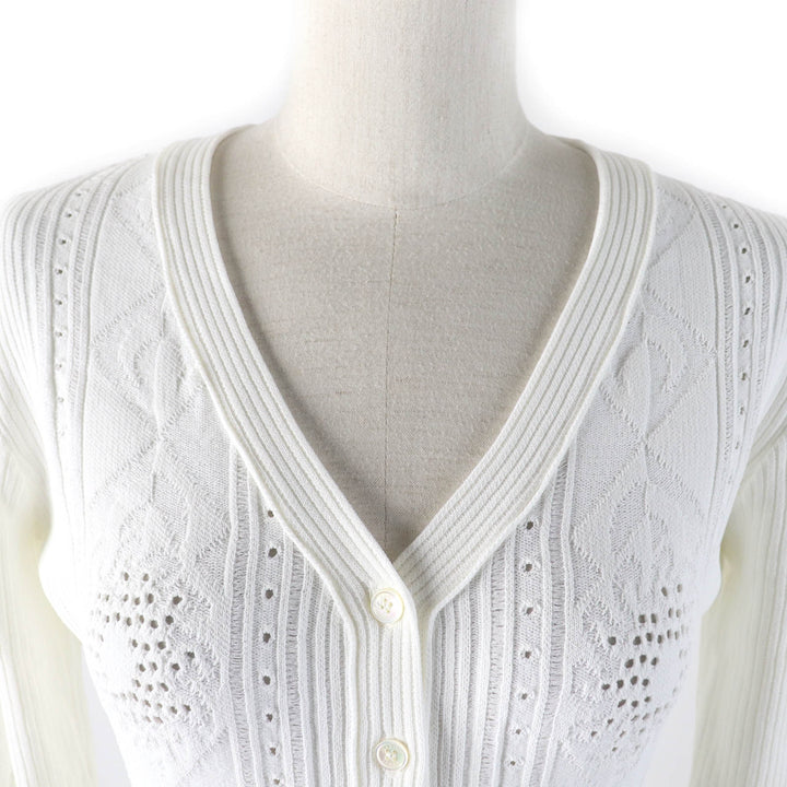 Pristine Marine Serre WHITE LINE one piece Shell button V-neck long sleeve super long length knit white Rayon Women S