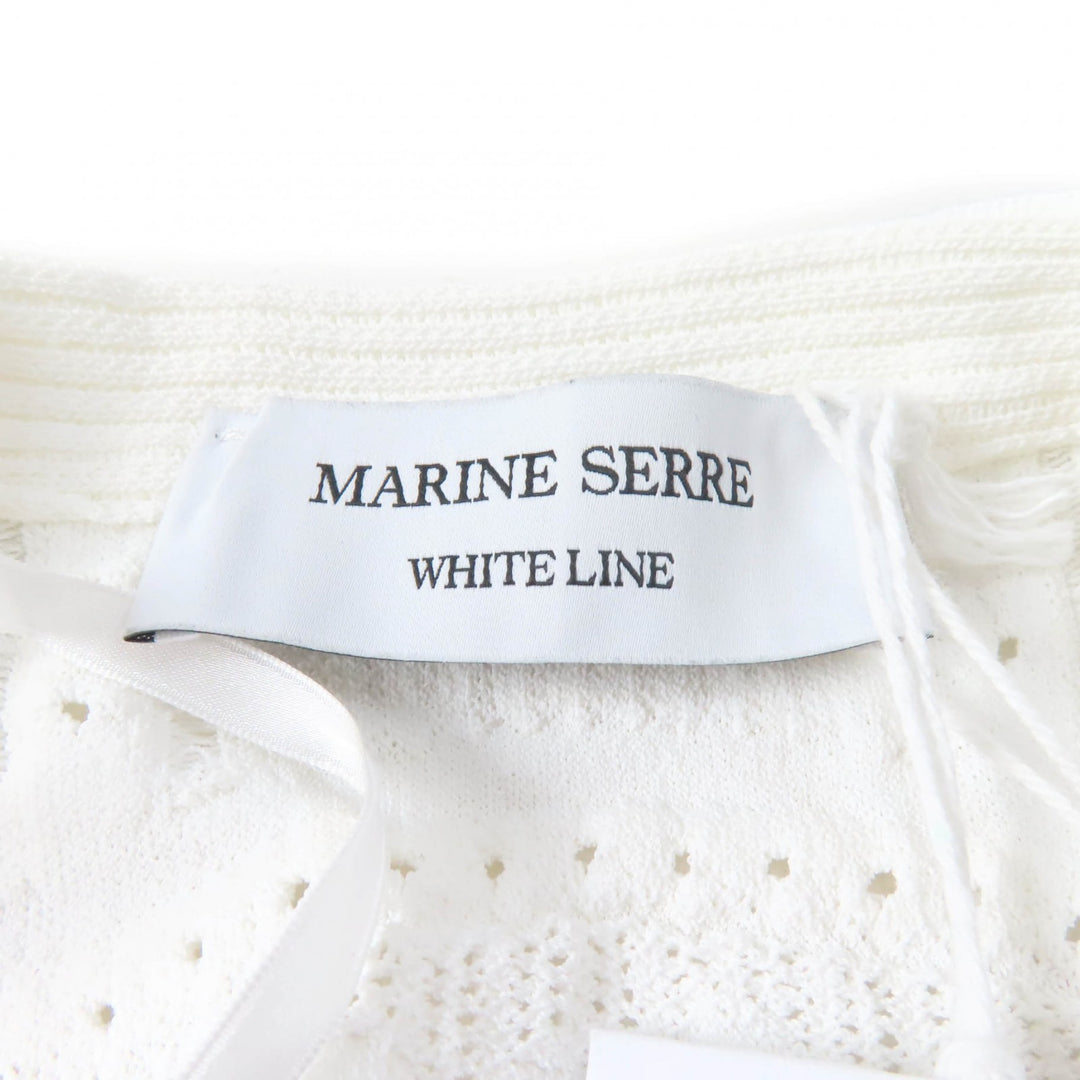 Pristine Marine Serre WHITE LINE one piece Shell button V-neck long sleeve super long length knit white Rayon Women S
