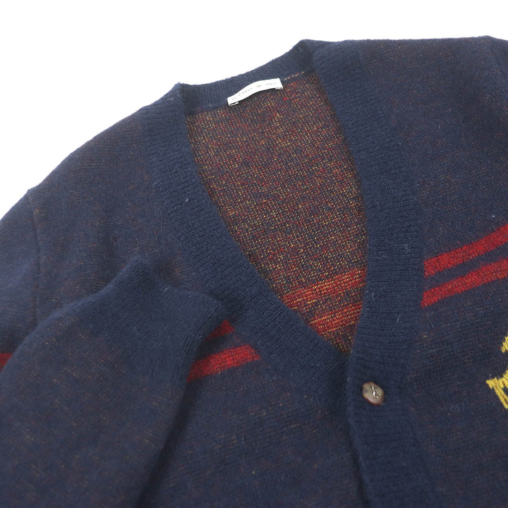 Excellent ETRO cardigan Preppy Knit Navy mohair mens S
