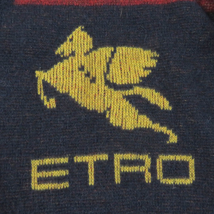 Excellent ETRO cardigan Preppy Knit Navy mohair mens S