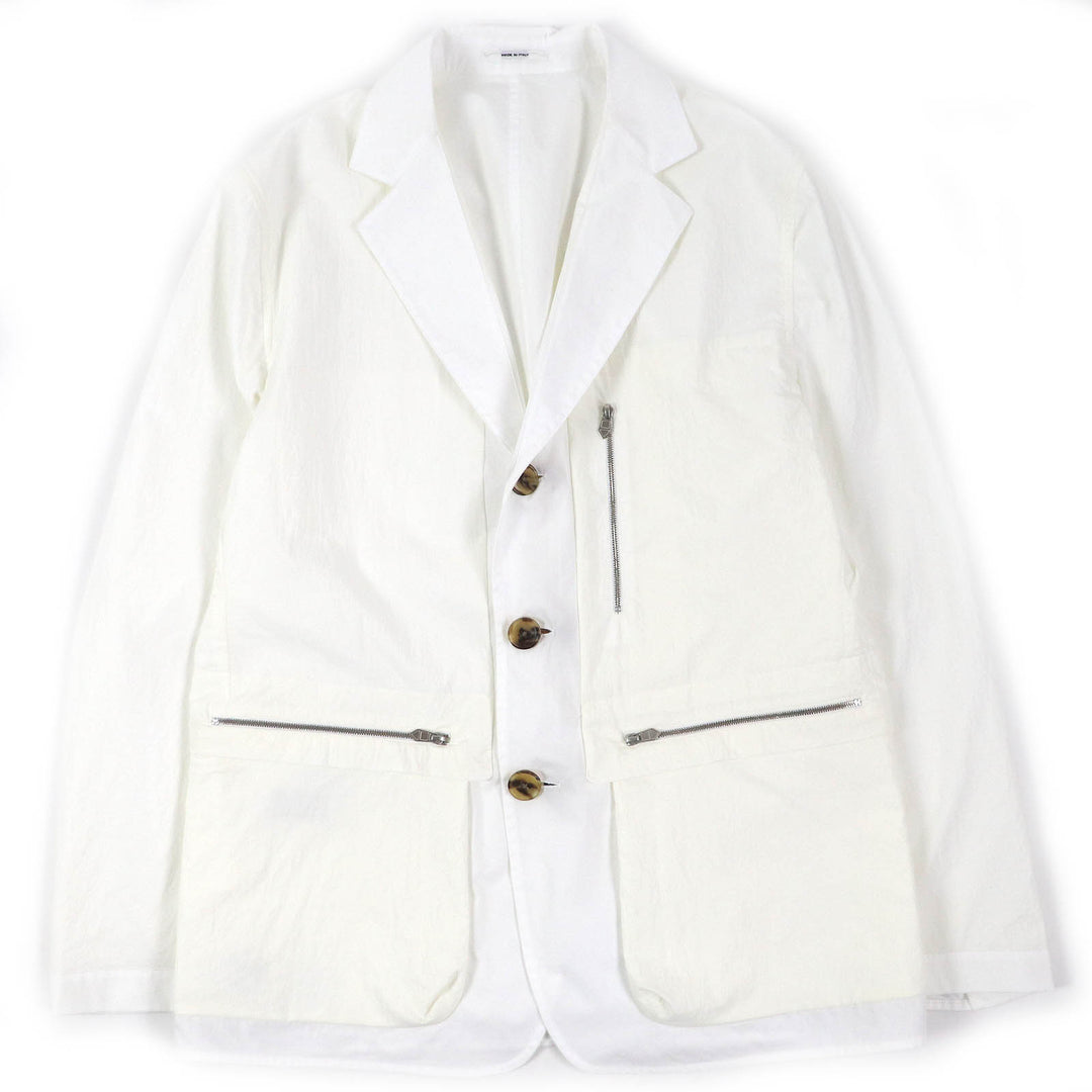 Excellent HERMES Jacket Reversible Stadium Light White off-white cotton mens 52