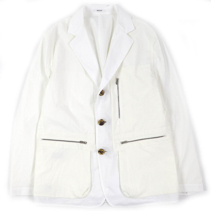 Excellent HERMES Jacket Reversible Stadium Light White off-white cotton mens 52