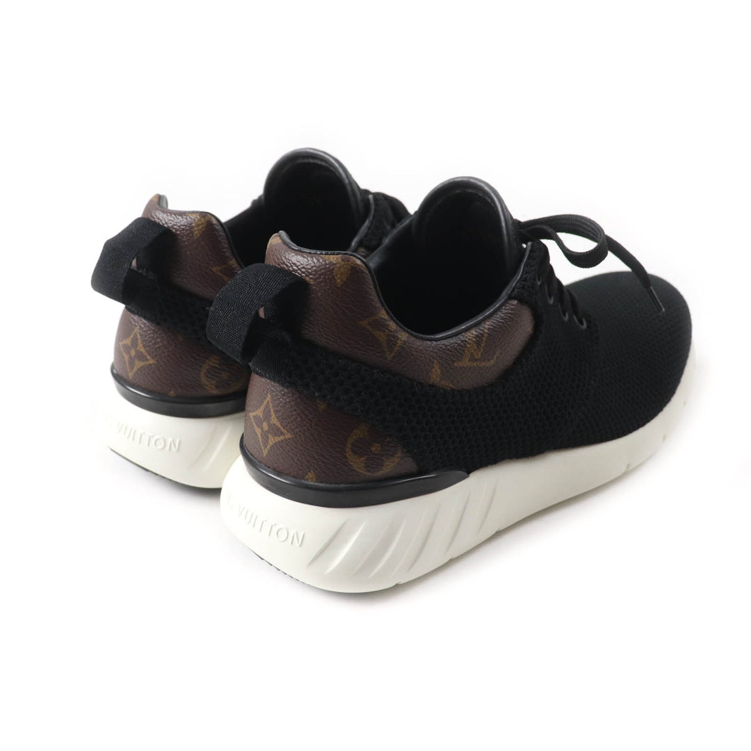 Excellent LOUIS VUITTON sneakers Monogram lace-up mesh black mens 6