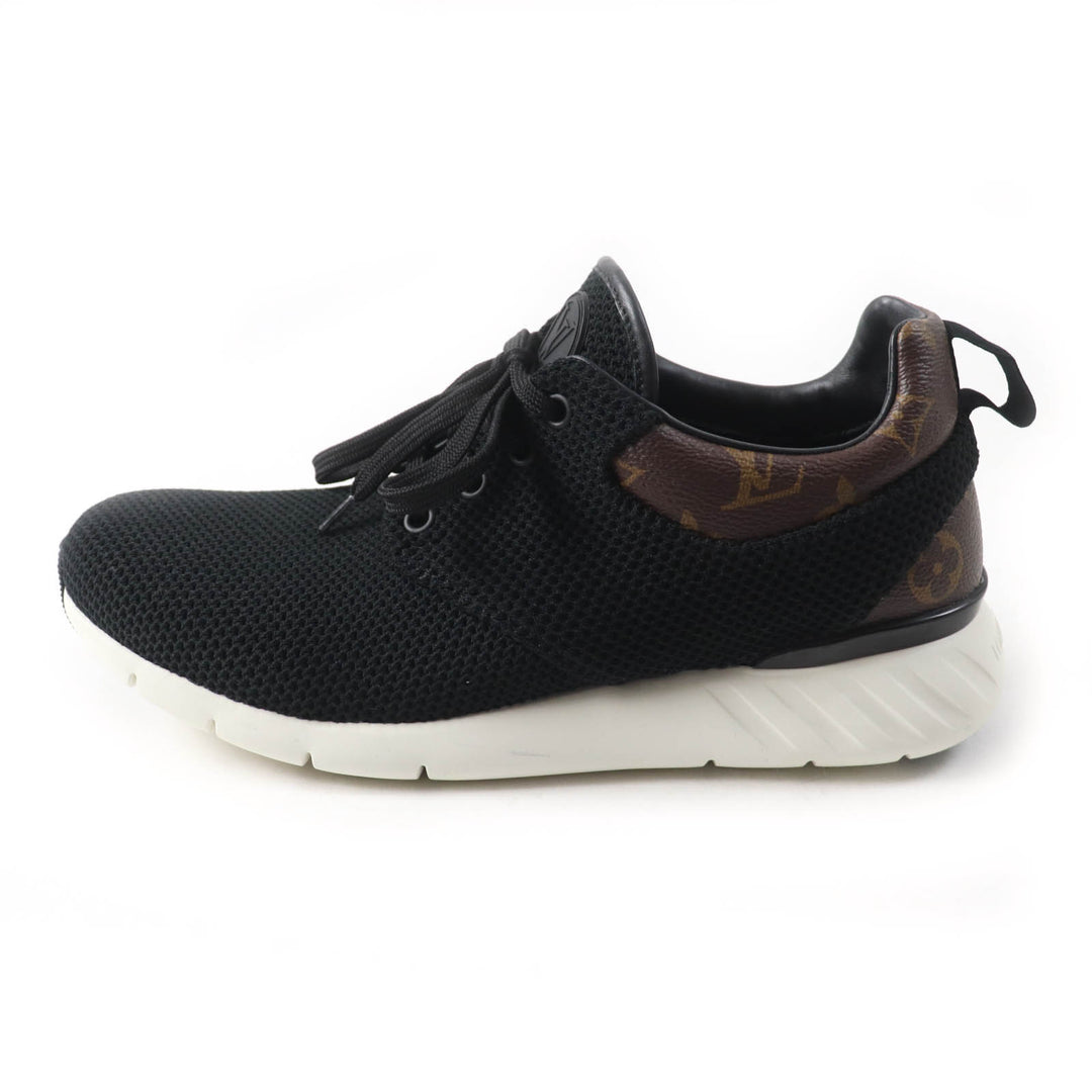 Excellent LOUIS VUITTON sneakers Monogram lace-up mesh black mens 6