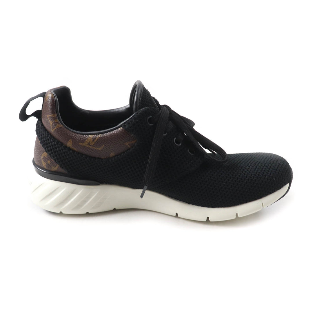 Excellent LOUIS VUITTON sneakers Monogram lace-up mesh black mens 6