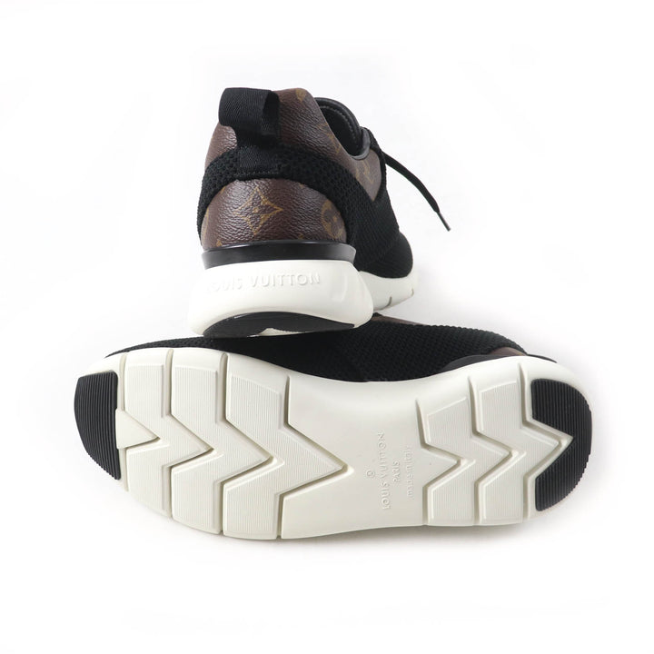 Excellent LOUIS VUITTON sneakers Monogram lace-up mesh black mens 6