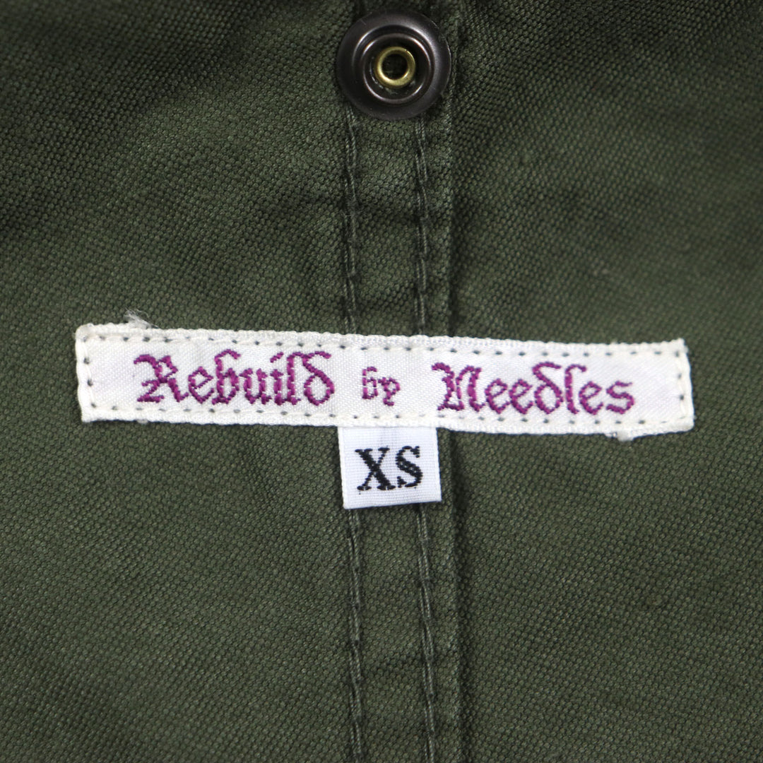 Great Rebuild by Needles Mod coat ARMY TENT BAL COLLAR COAT Waxed cotton Reconstructed Hidden placket Logo button Corduroy collar khaki cotton mens XS