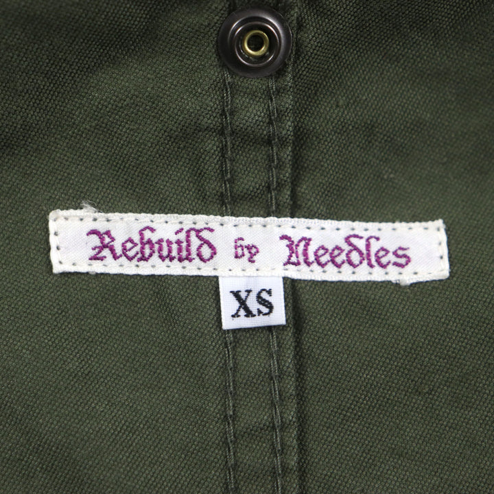 Great Rebuild by Needles Mod coat ARMY TENT BAL COLLAR COAT Waxed cotton Reconstructed Hidden placket Logo button Corduroy collar khaki cotton mens XS