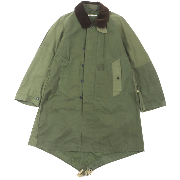 Great Rebuild by Needles Mod coat ARMY TENT BAL COLLAR COAT Waxed cotton Reconstructed Hidden placket Logo button Corduroy collar khaki cotton mens XS