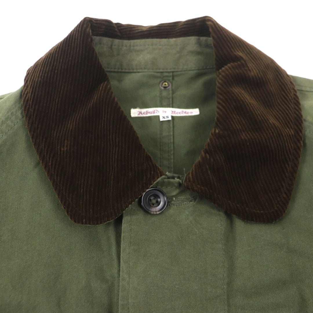 Great Rebuild by Needles Mod coat ARMY TENT BAL COLLAR COAT Waxed cotton Reconstructed Hidden placket Logo button Corduroy collar khaki cotton mens XS