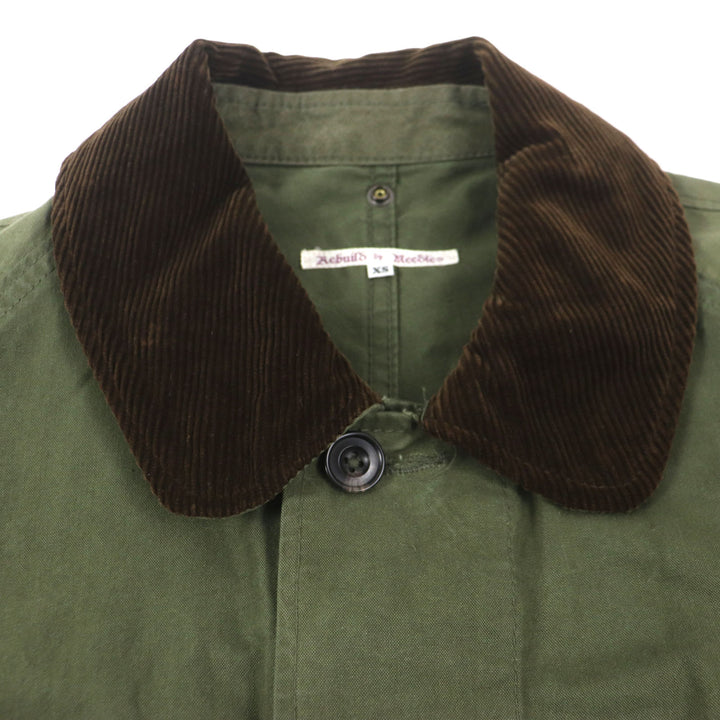 Great Rebuild by Needles Mod coat ARMY TENT BAL COLLAR COAT Waxed cotton Reconstructed Hidden placket Logo button Corduroy collar khaki cotton mens XS