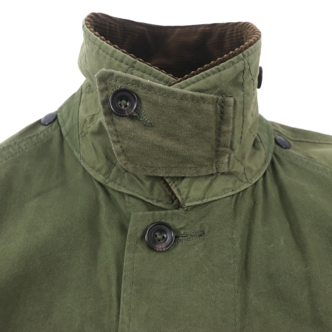 Great Rebuild by Needles Mod coat ARMY TENT BAL COLLAR COAT Waxed cotton Reconstructed Hidden placket Logo button Corduroy collar khaki cotton mens XS