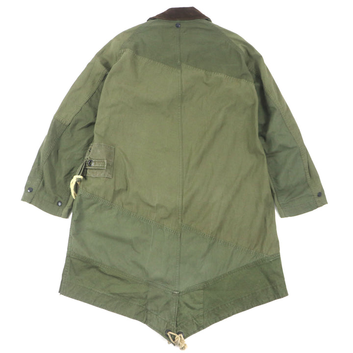 Great Rebuild by Needles Mod coat ARMY TENT BAL COLLAR COAT Waxed cotton Reconstructed Hidden placket Logo button Corduroy collar khaki cotton mens XS