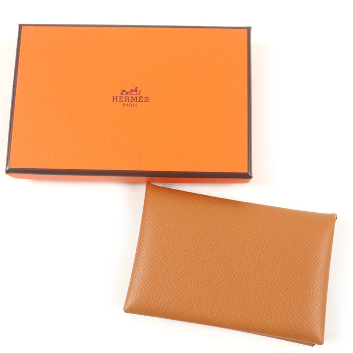 Excellent HERMES Coin case Calvi Card Case gold Epsom mens