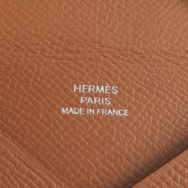Excellent HERMES Coin case Calvi Card Case gold Epsom mens